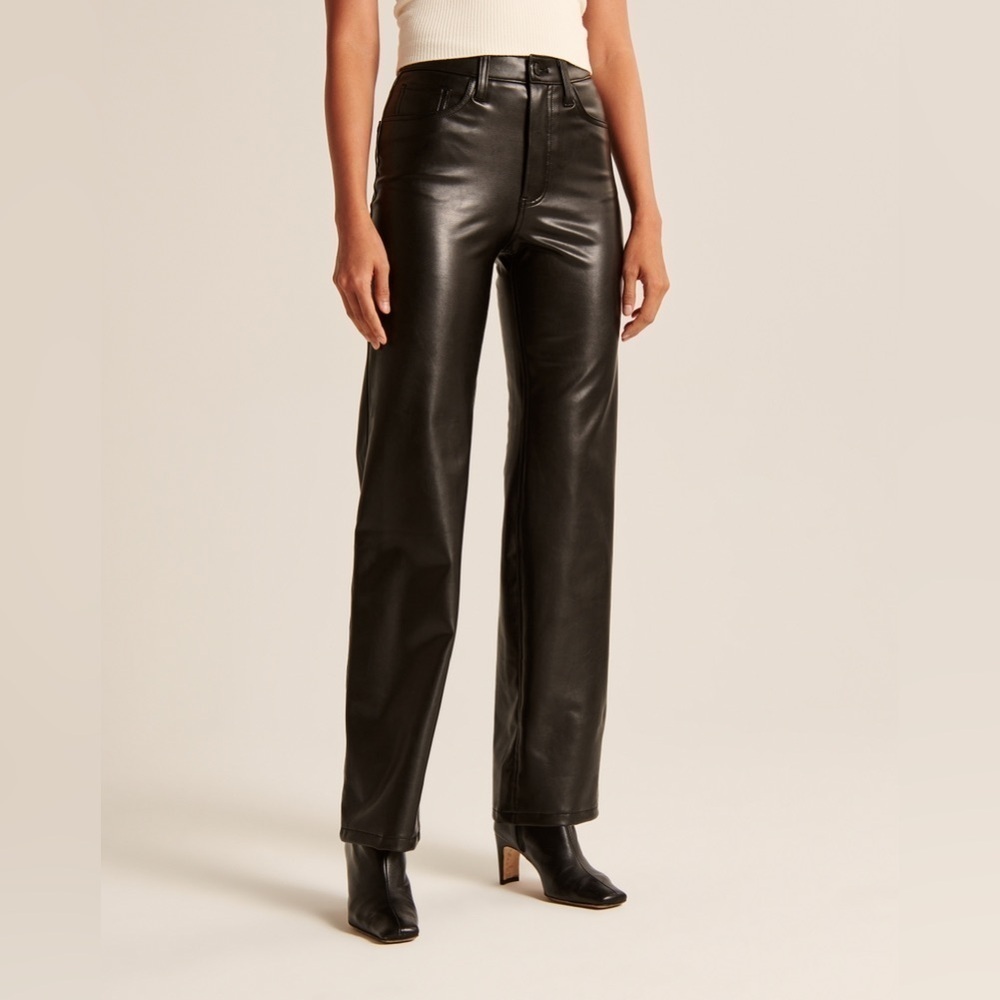 Abercrombie & Fitch Curve Love Vegan Leather Ankle Straigh Pants Sz 10 High Rise